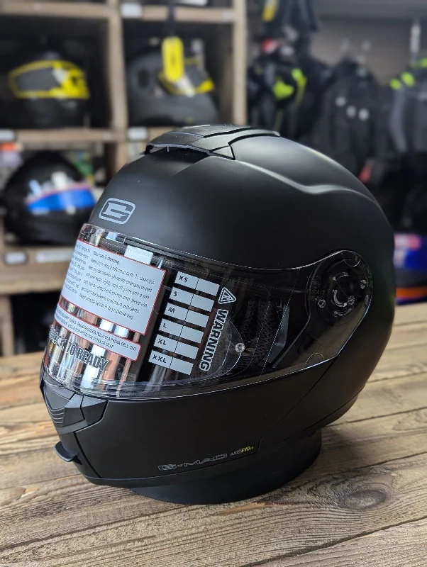 G-Mac Axis Evo 2.0 Modular Flip Up DVS Motorcycle Helmet - Matt Black Medium