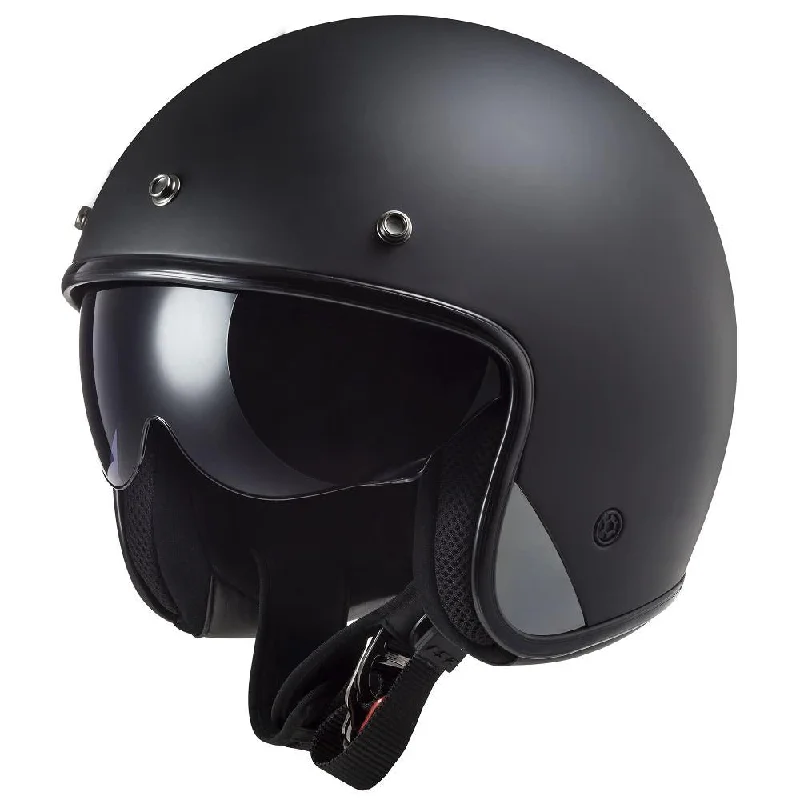 LS2 OF601 Bob II Open Face Motorcycle Helmet - Solid Matt Black