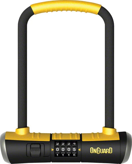 OnGuard BullDog Series U-Lock - 4.5 x 9", Combination, Black/Yellow, Includes bracket