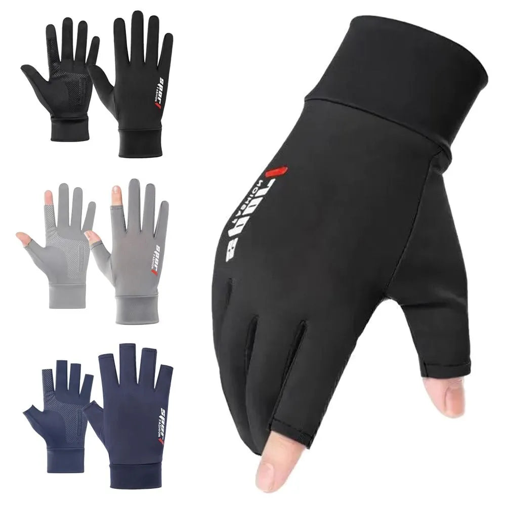 Summer Sun Protection Gloves Touch Screen Thin Gloves Anti-UV Breathable Non Slip Ice Silk Gloves Riding Driving Gloves