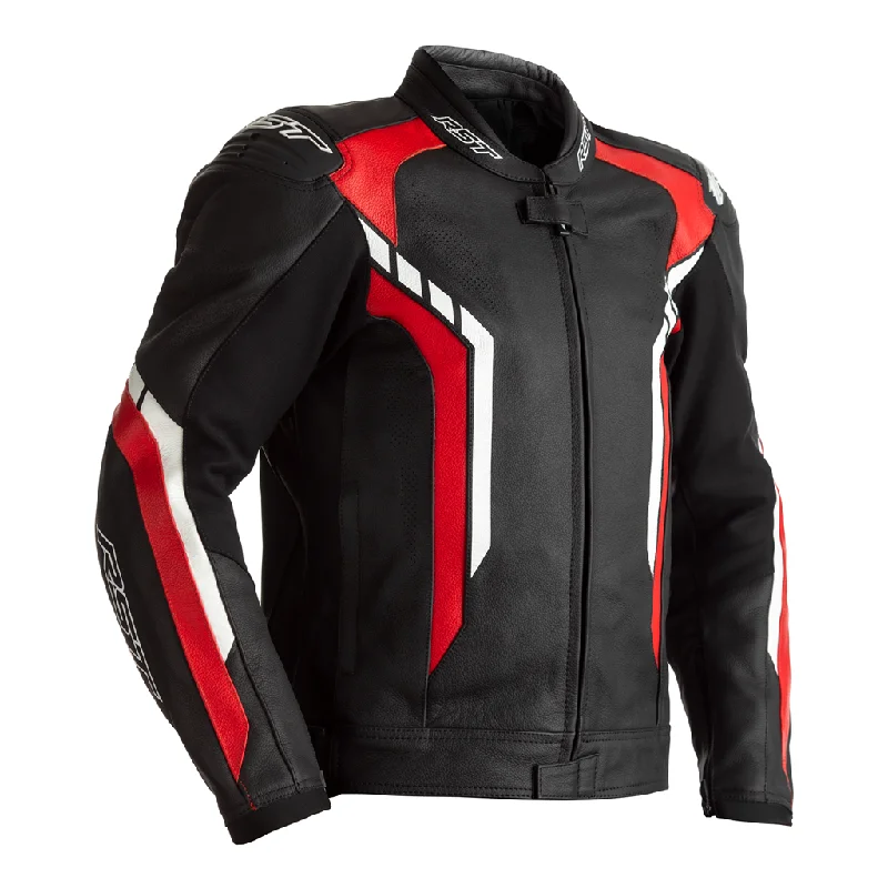 RST Axis CE Leather Jacket - Black / Red / White