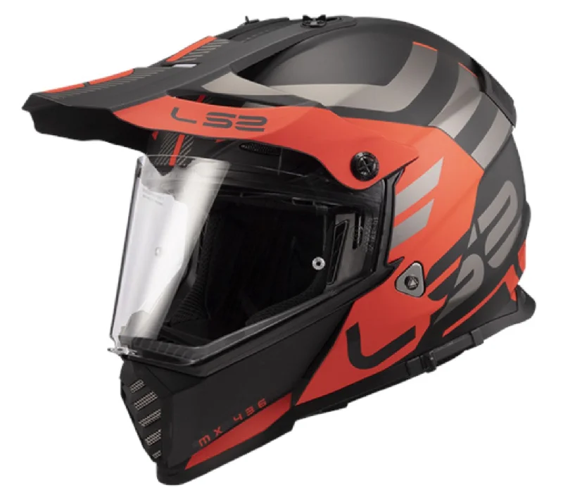 LS2 MX436 Pioneer Evo Adventure Helmet - Matt Black, Orange