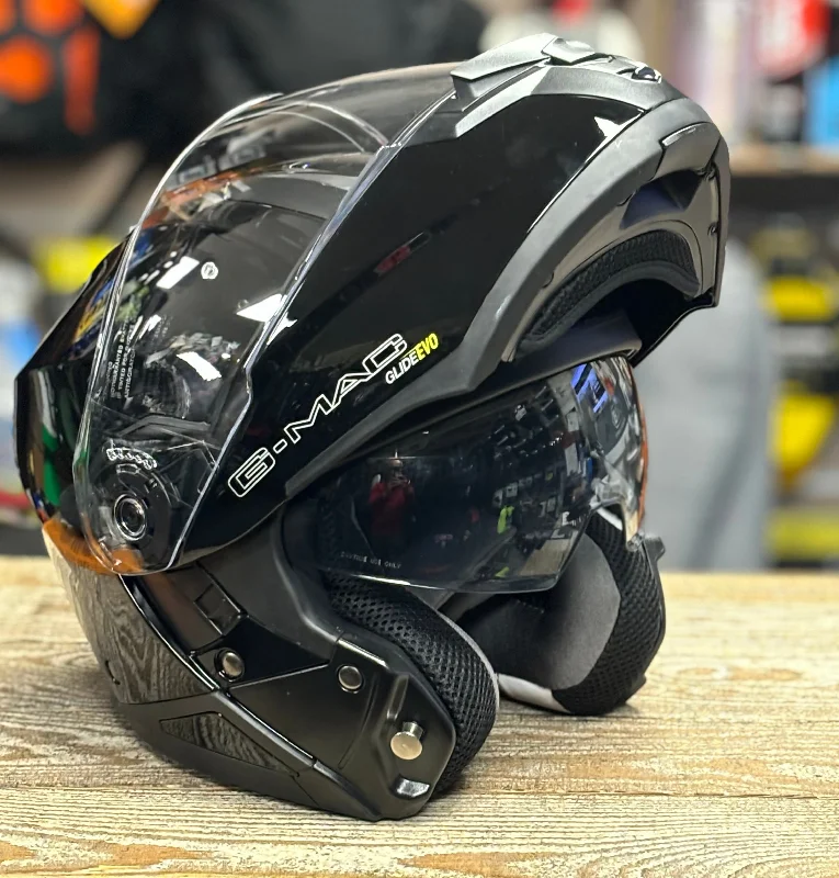 G-Mac Glide Evo Modular Flip Up DVS Motorcycle Helmet Gloss Black - Medium