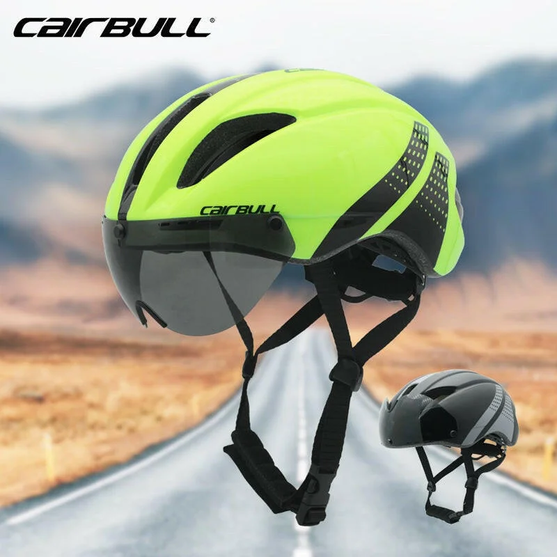 CAIRBULL Helmet Triathlon Road Race Bike Helmet Adults TT Bicycle Helmet For Cycling Riding with Shield Visor Goggle Unisex M/L