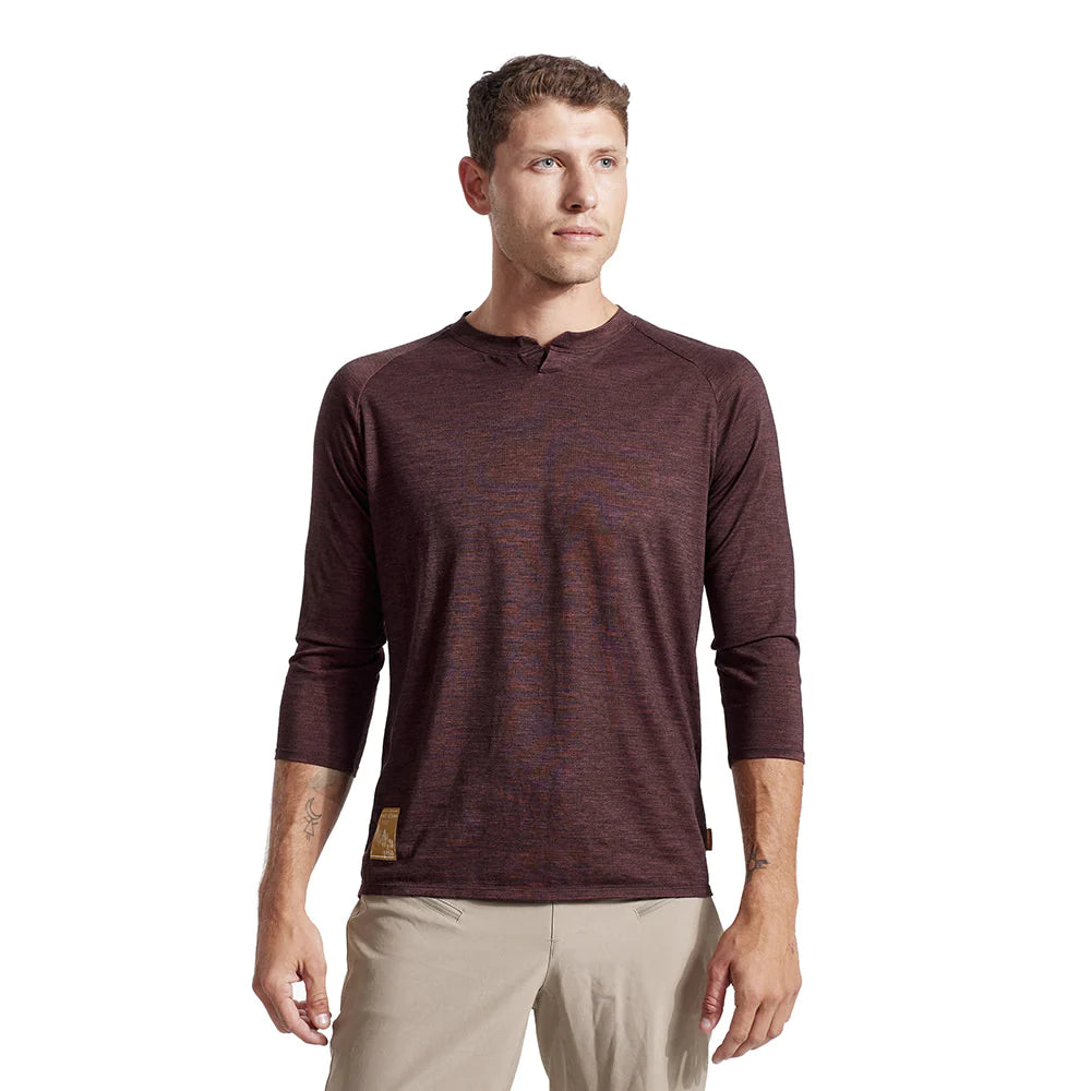 Pearl Izumi Canyon Merino 3/4 Sleeve MTB Jersey - Black-Russet Heather