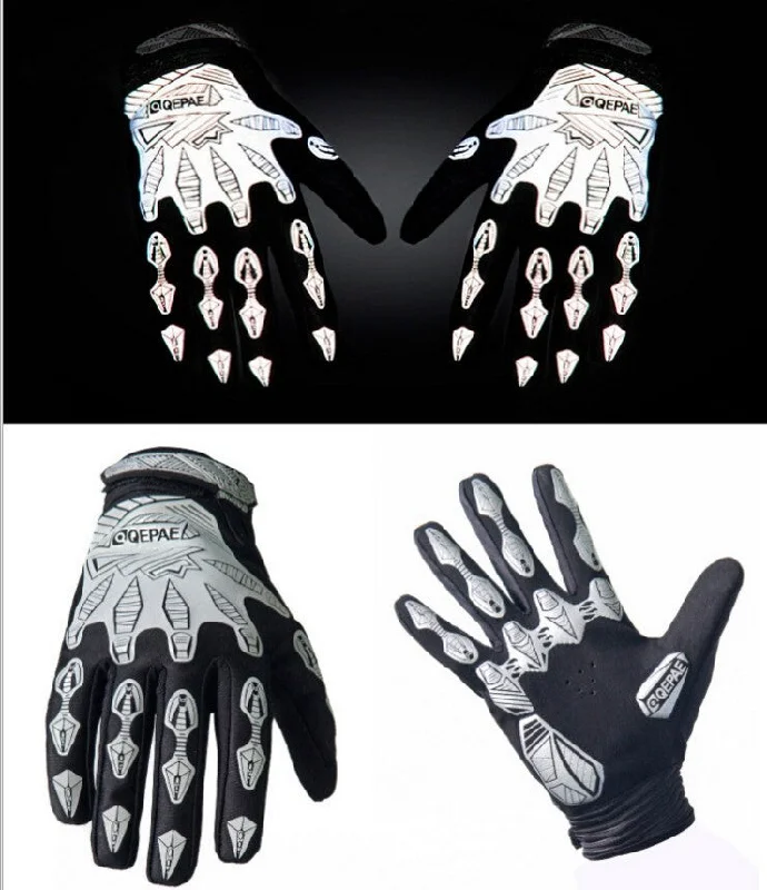 Full Finger Cycling Gloves Breathable Sport for Men and Women (Reflective Stripe)