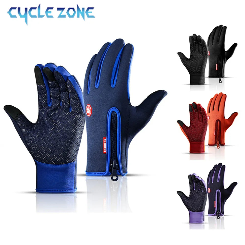 Warm Gloves For Men Waterproof Windproof Cold Gloves Snowboard Motorcycle Riding Driving Warm Touchscreen Zipper Glove