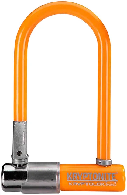 Kryptonite Krypto Series 2 Mini-7 U-Lock - 3.25 x 7", Keyed, Orange, Includes bracket