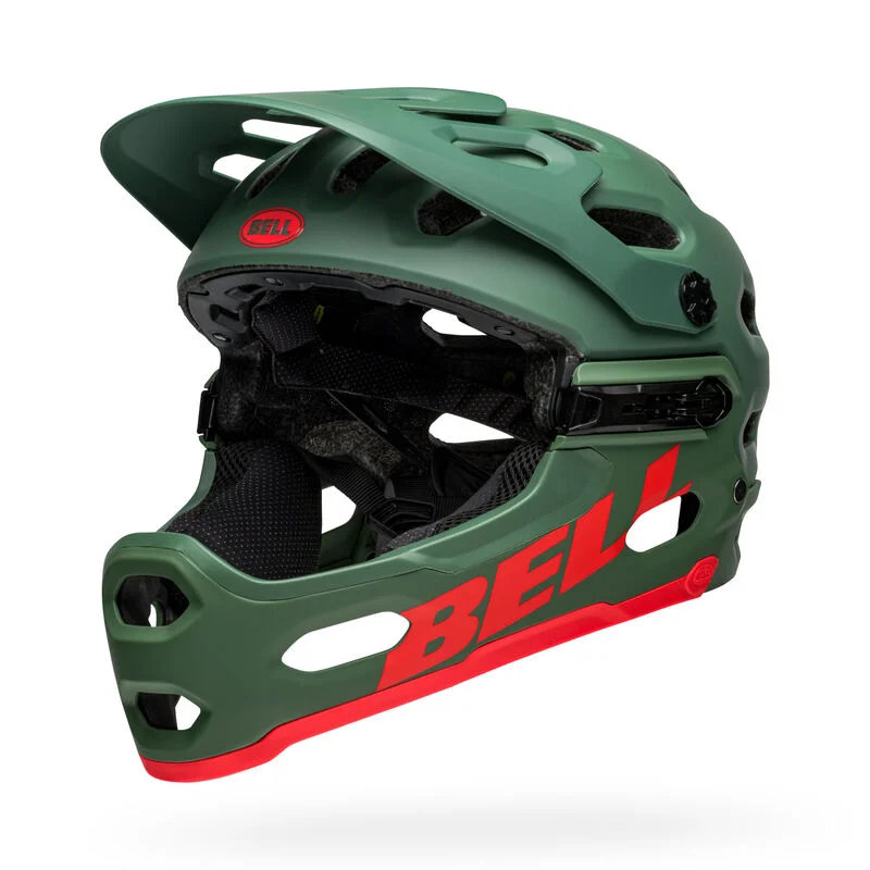 Bell Super 3R (MIPS) MTB Helmet - Matt Dark Green / Infrared