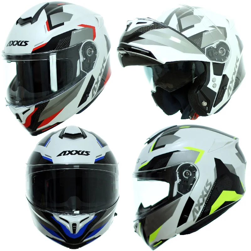 Axxis Storm FU406SV SV Drone A3-motorcycle helmet Modular adult biker Solar glasses. XS-XL scratch screen