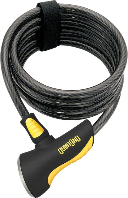 OnGuard Doberman Cable Lock with Key: 6' x 10mm, Gray/Black/Yellow