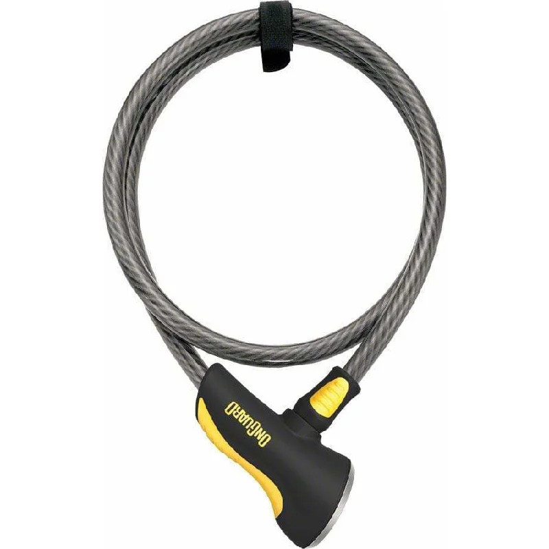 Akita Bike Cable Lock with Key: 6' x 12mm, Gray/Black/Yellow