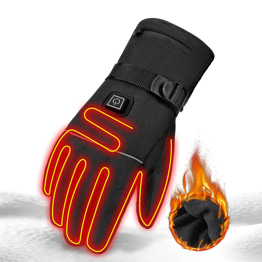 Winter Cycling Gloves Waterproof Heated Guantes Ciclismo Touch Screen Battery Powered Bike Gloves Racing Riding Ski Gloves