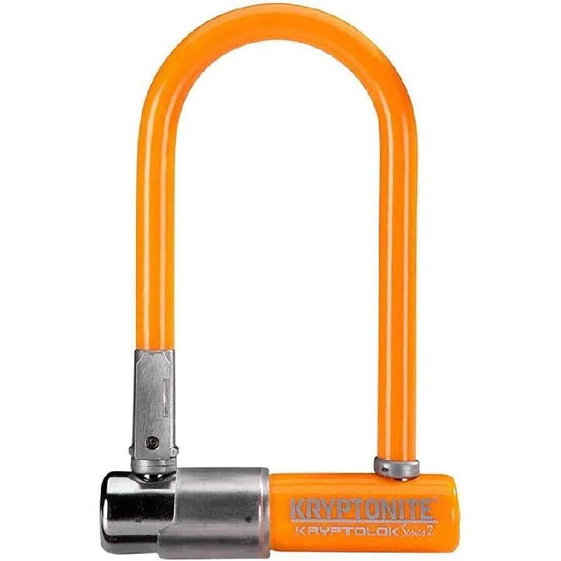 Krypto Series 2 Mini-7 Bike U-Lock - 3.25 x 7", Keyed, Orange, Includes bracket