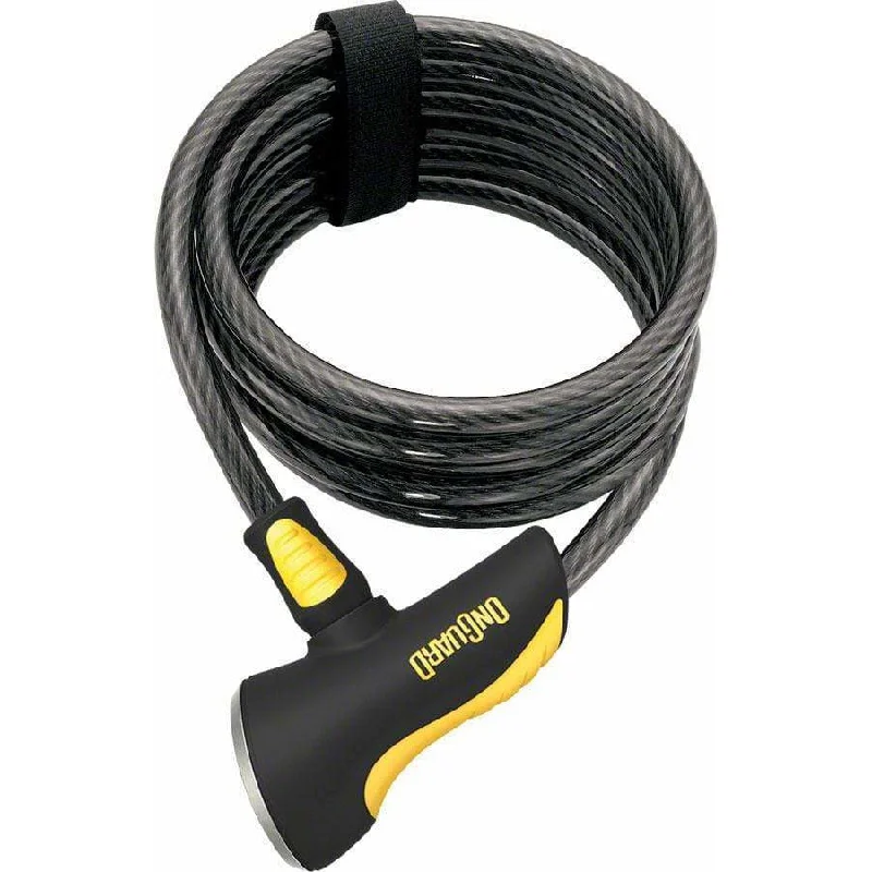 Doberman Bike Cable Lock with Key: 6' x 10mm, Gray/Black/Yellow