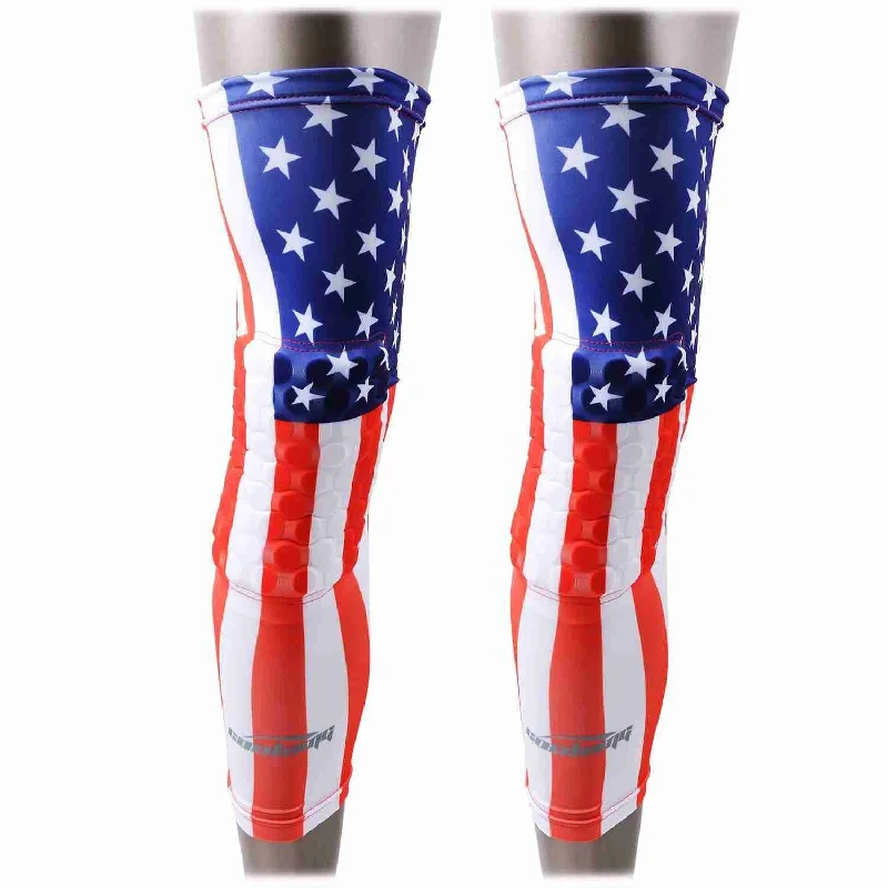 USA FLAG Padded Long Leg Knee Sleeves 2 PCS