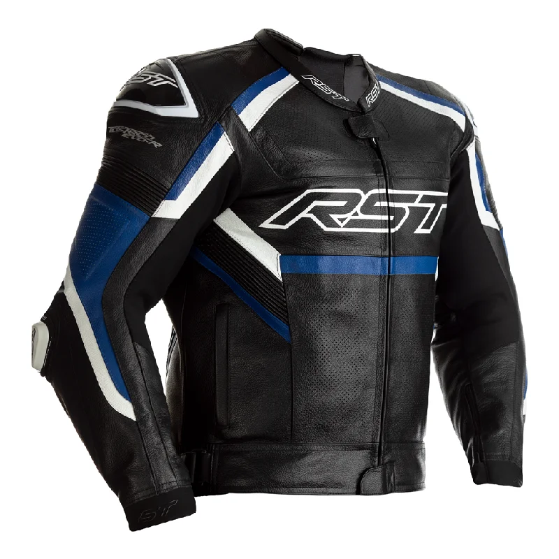 RST Tractech Evo R CE Leather Jacket - Black / Blue / White