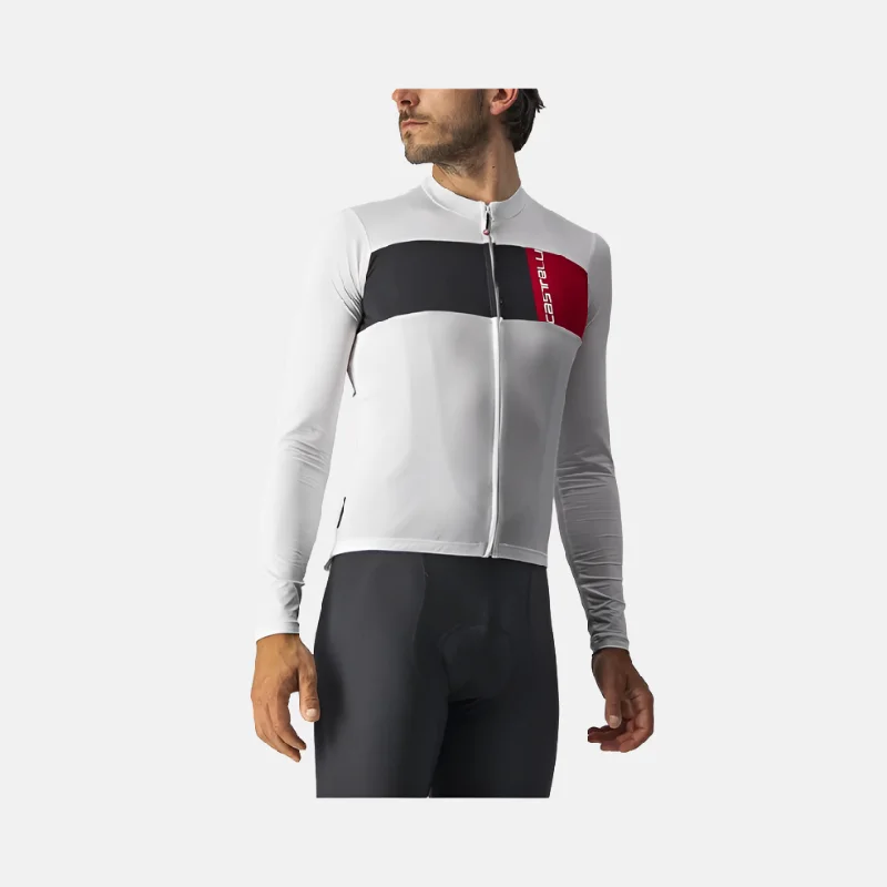 Castelli Prologo 7 Long Sleeve Mens Cycling Jersey -Ivory/Light Black/Red