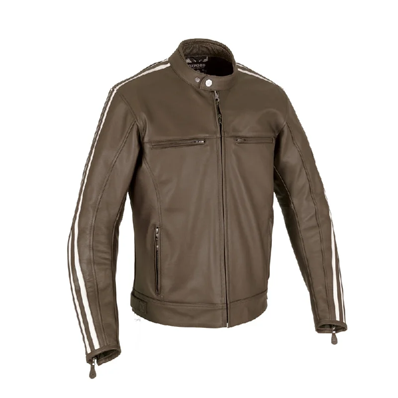 Oxford Bladon Leather Cafe Racer Jacket - Brown