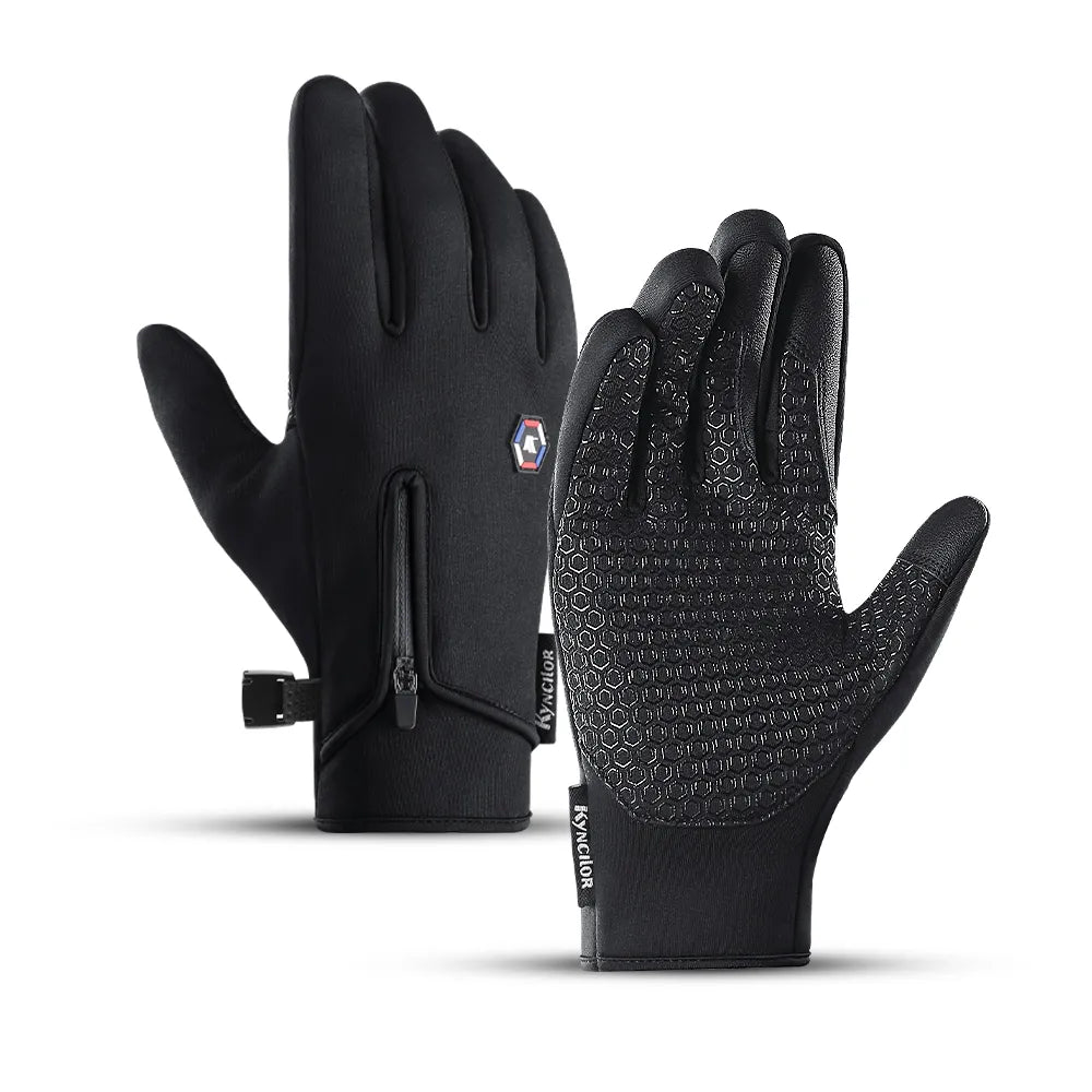 Cycling Gloves Waterproof Winter Gloves Warm Fluff Touchscreen Cold Silicone Anti Slip Bicycle Gloves For Men Women