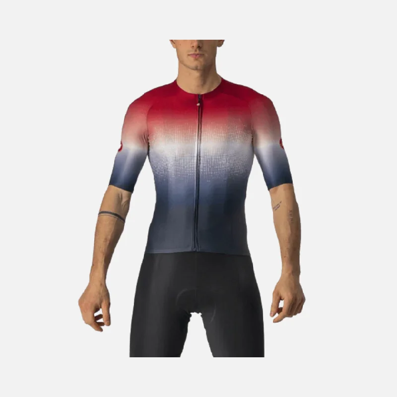 Castelli Aero Race 6.0 Men's Cycling Jersey -Savile Blue/Pro Red