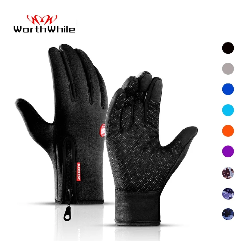 Winter Cycling Gloves Bicycle Warm Touchscreen Full Finger Gloves Waterproof Outdoor Bike Skiing Motorcycle Riding