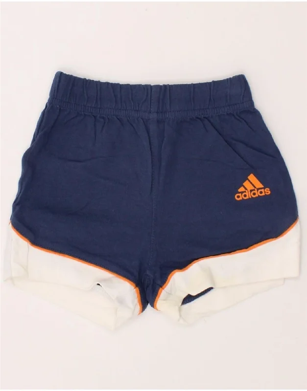 ADIDAS Baby Boys Sport Shorts 3-6 Months Navy Blue Colourblock Cotton