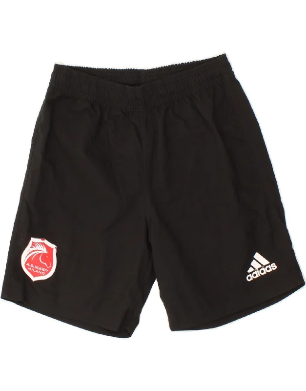 ADIDAS Boys AS Rugby Milano Graphic Sport Shorts 11-12 Years Black