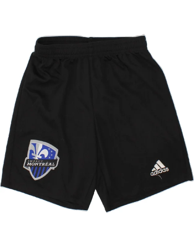 ADIDAS Boys Climalite Graphic Sport Shorts 9-10 Years Black Polyester