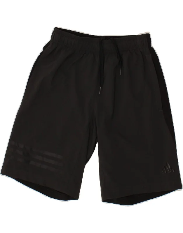 ADIDAS Boys Climalite Sport Shorts 11-12 Years Black Polyester