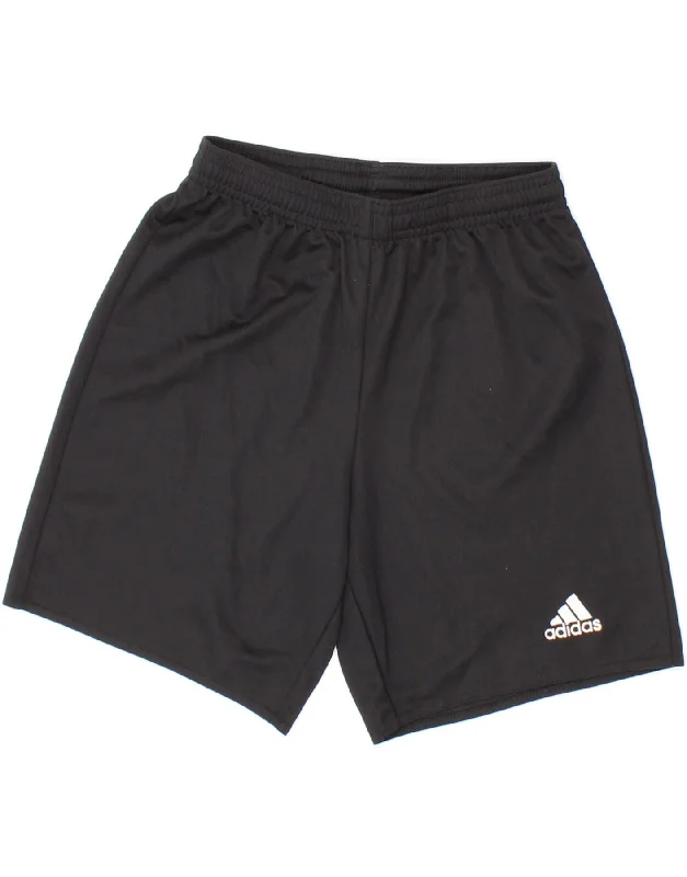 ADIDAS Boys Climalite Sport Shorts 11-12 Years Black Polyester