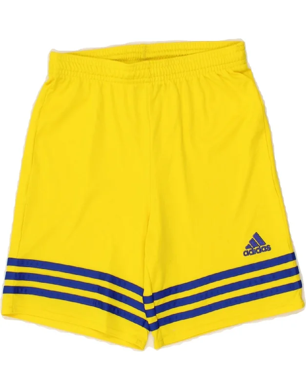 ADIDAS Boys Climalite Sport Shorts 11-12 Years Large Yellow Polyester