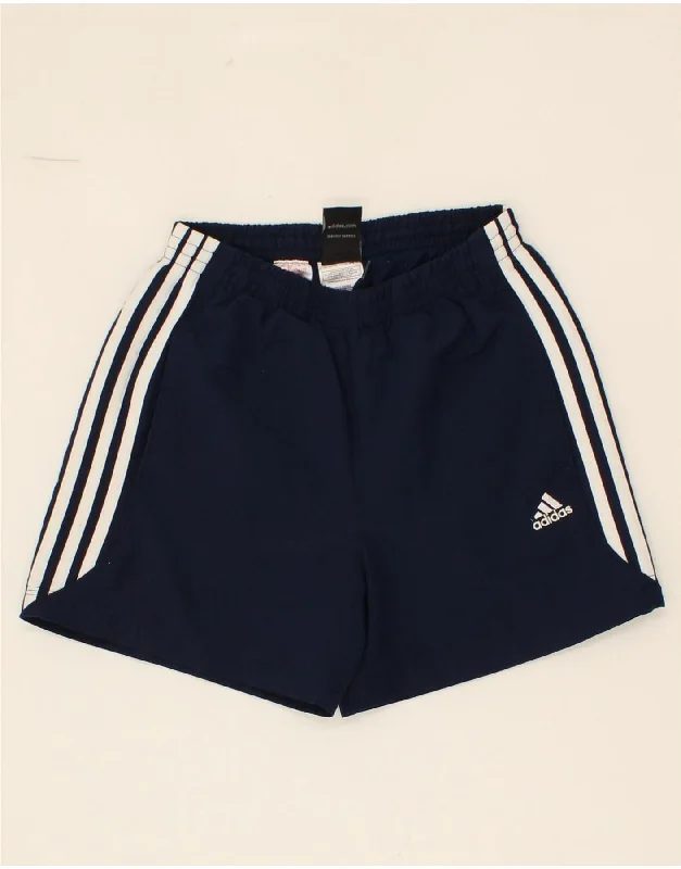 ADIDAS Boys Climalite Sport Shorts 11-12 Years Navy Blue Polyester