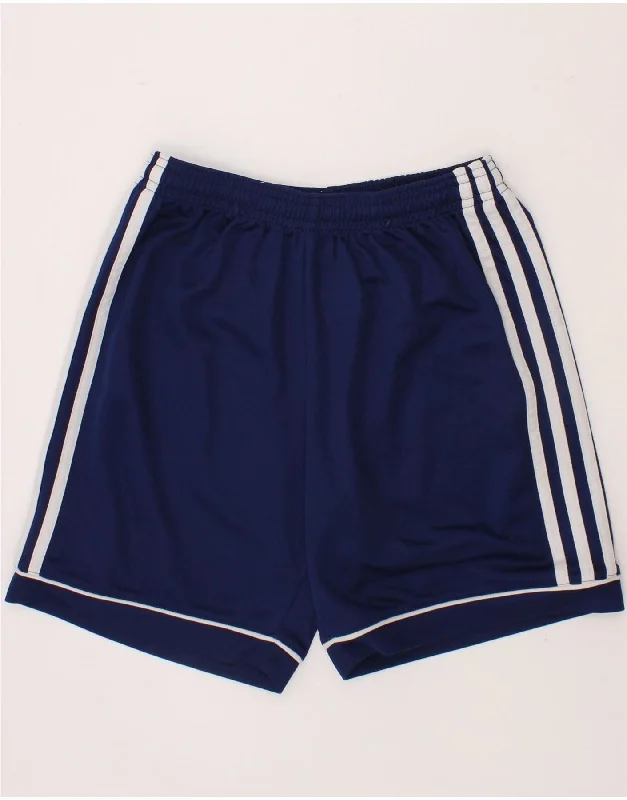 ADIDAS Boys Climalite Sport Shorts 11-12 Years Navy Blue Polyester