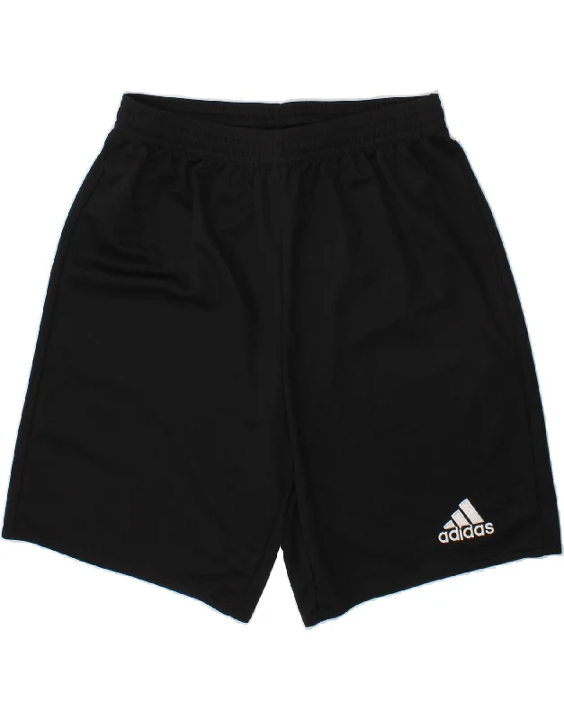 ADIDAS Boys Climalite Sport Shorts 13-14 Years Black Polyester