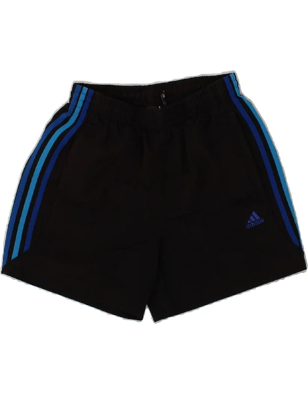 ADIDAS Boys Climalite Sport Shorts 13-14 Years Black Polyester