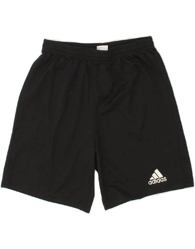 ADIDAS Boys Climalite Sport Shorts 13-14 Years Black Polyester