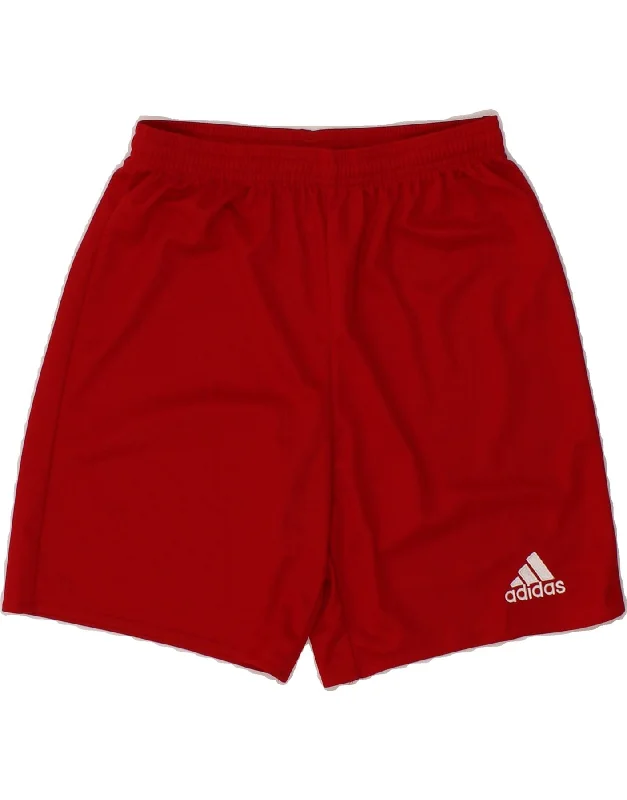 ADIDAS Boys Climalite Sport Shorts 13-14 Years Red Polyester