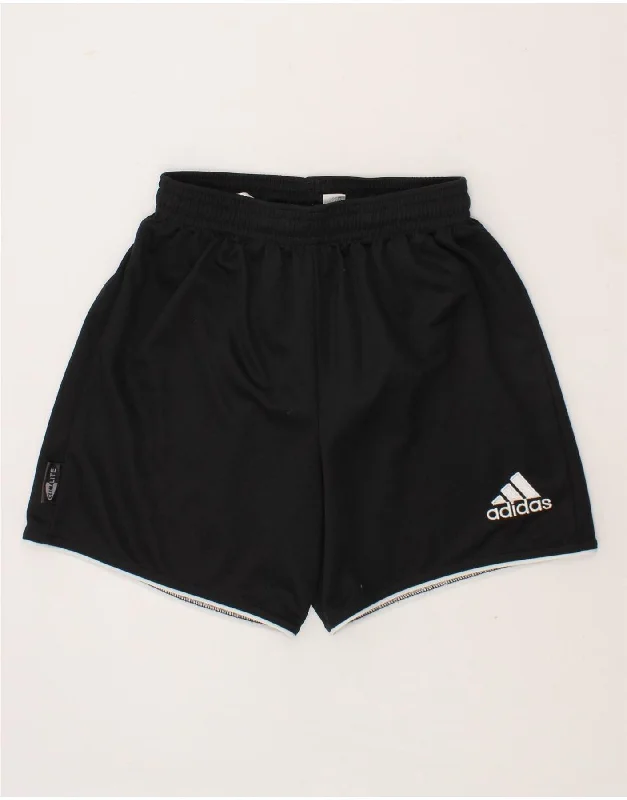 ADIDAS Boys Climalite Sport Shorts 9-10 Years Black Polyester