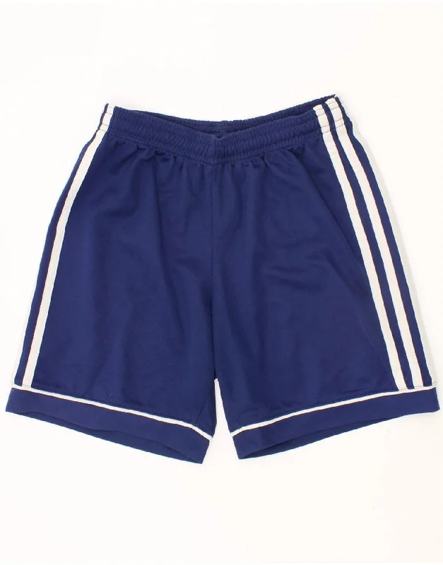 ADIDAS Boys Climalite Sport Shorts 9-10 Years Navy Blue Polyester