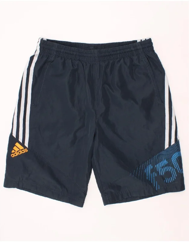 ADIDAS Boys F50 Graphic Sport Shorts 13-14 Years Navy Blue Polyester