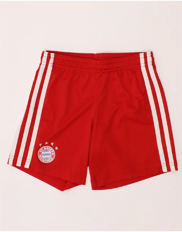 ADIDAS Boys FC Bayern Munchen Graphic Sport Shorts 5-6 Years Red Polyester