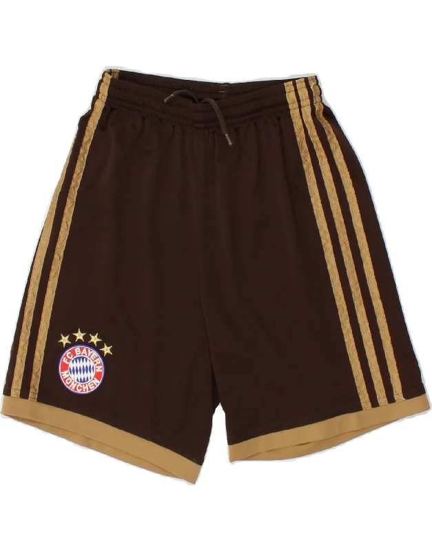 ADIDAS Boys FC Bayern Munchen Sport Shorts 9-10 Years Brown Polyester