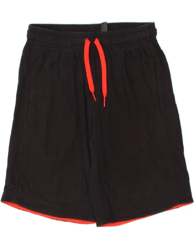 ADIDAS Boys Graphic Sport Shorts 11-12 Years Black Cotton