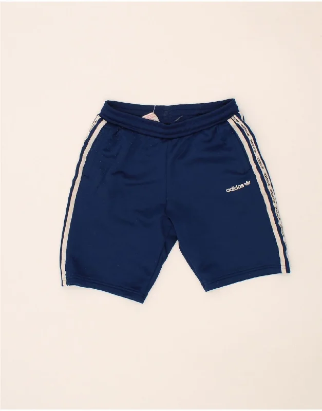 ADIDAS Boys Graphic Sport Shorts 11-12 Years Blue Polyester