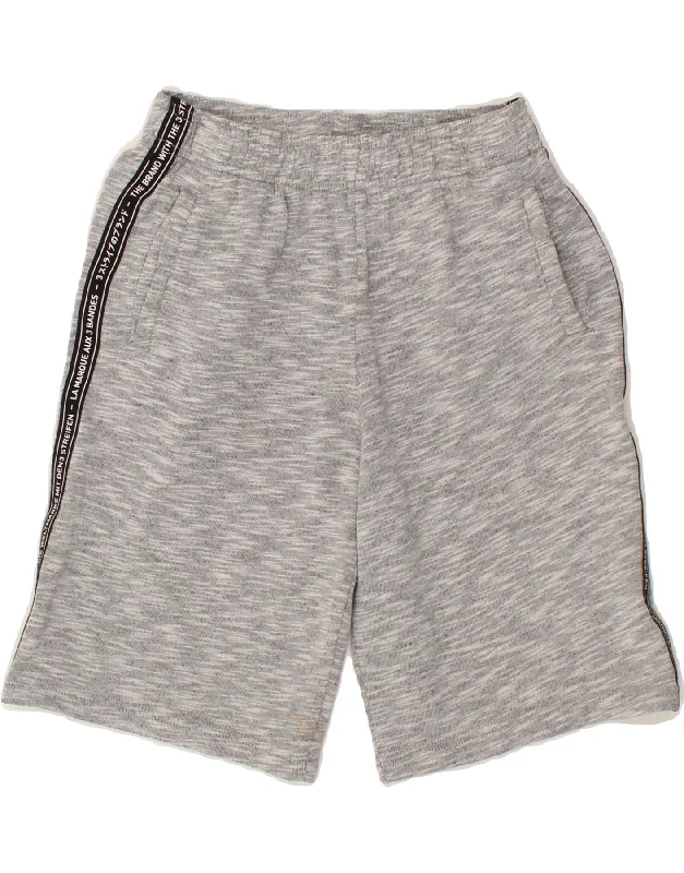 ADIDAS Boys Graphic Sport Shorts 7-8 Years Small Grey Flecked