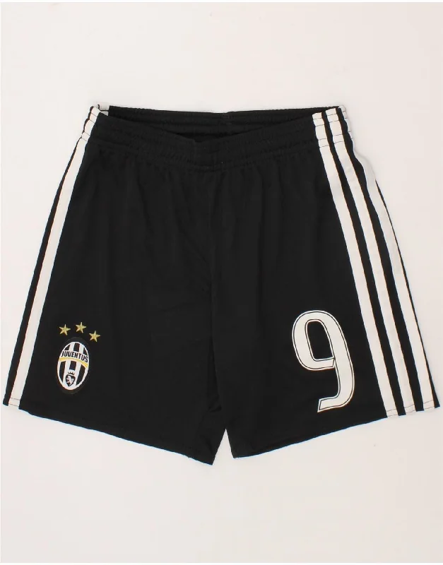 ADIDAS Boys Juventus Graphic Sport Shorts 7-8 Years Black Polyester