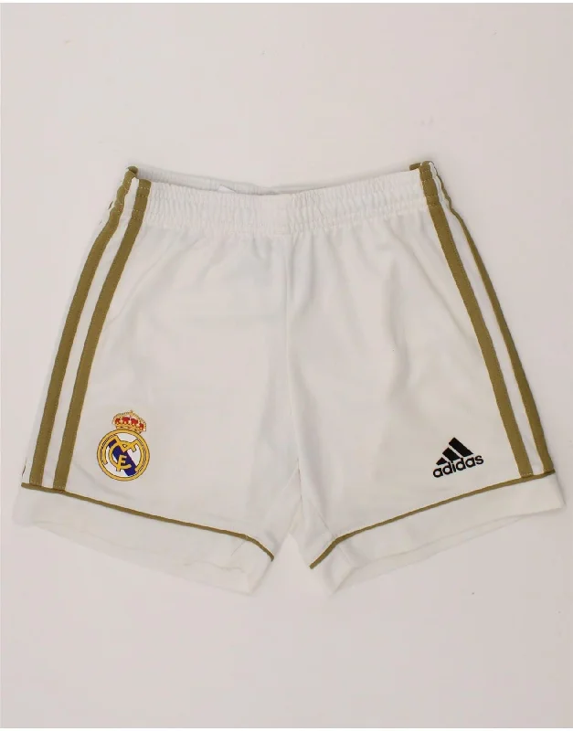 ADIDAS Boys Real Madrid Sport Shorts 7-8 Years White Polyester