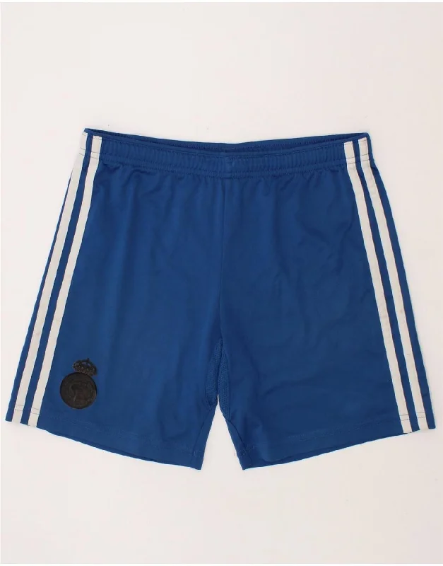 ADIDAS Boys Real Madrid Sport Shorts 9-10 Years Blue Polyester