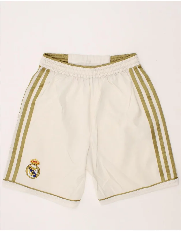 ADIDAS Boys Real Madrid Sport Shorts 9-10 Years White Polyester